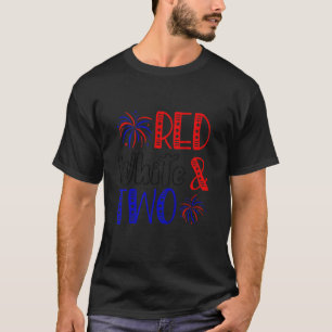 Kids Red White & Two 2nd Birthday 4th Of July Inde T-Shirt