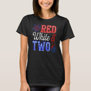 Kids Red White Two 2nd Birthday 4th Of July Indepe T-Shirt