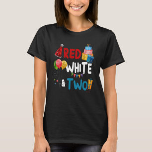 Kids Red White & Two Birthday 4th Of July Independ T-Shirt