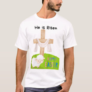 Kids Religious Easter Toddler he Is Risen' Cross A T-Shirt