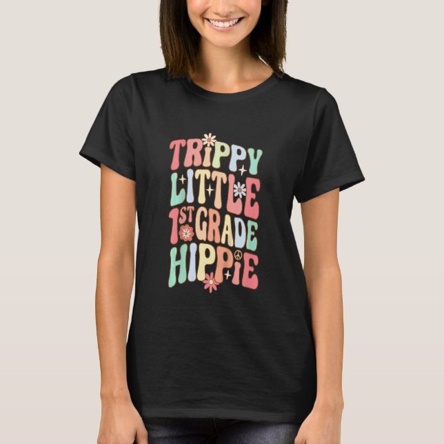Kids Retro 1st Grade Trippie Little Hippy Kids Bac T-Shirt (Front)