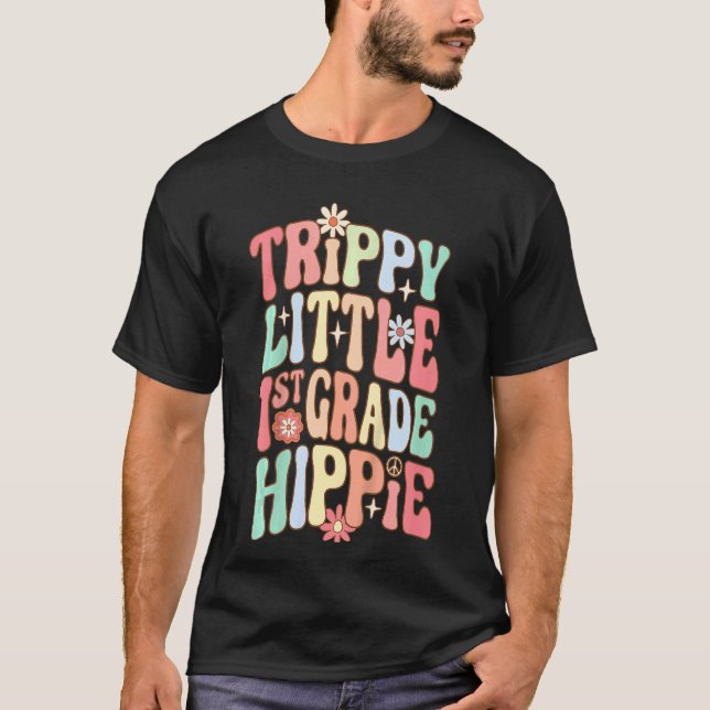 Kids Retro 1st Grade Trippie Little Hippy Kids Bac T-Shirt (Front)