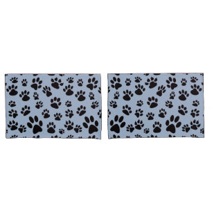 Kid's Retro Blue Cute Dog Paw Prints Variations Pillowcase