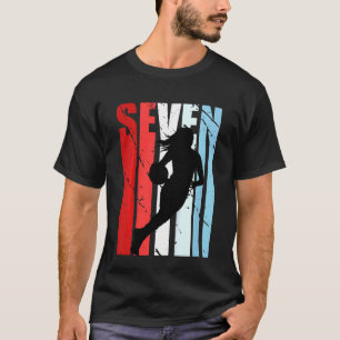 Kids Retro Girl 7th Basketball Birthday Player Tea T-Shirt