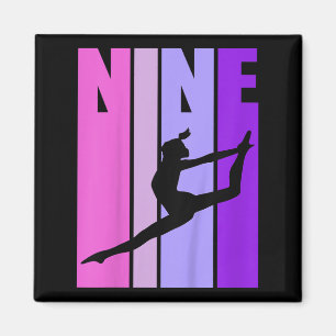 Kids Retro Girls Gymnastics 9 9th Ninth Birthday S Magnet