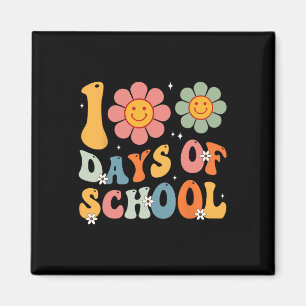 Kids Retro Groovy 100 Days Happy 100th Day Of Scho Magnet