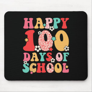 Kids Retro Groovy 100 Days Happy 100th Day Of Scho Mouse Pad