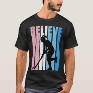 Kids Retro Hockey Motivational Believe Arts Studen T-Shirt