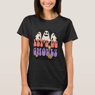 Kids Retro Let's Go Ghouls Groovy Halloween Kids T-Shirt