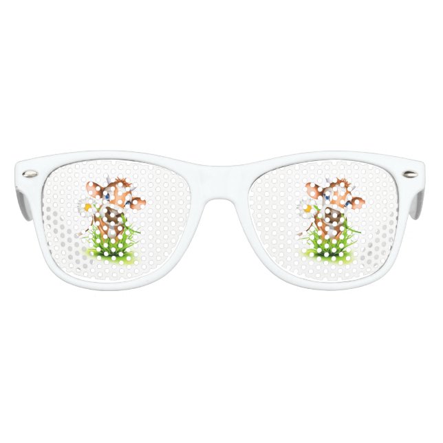 Kids Retro Party Shades Cow Sunglasses (Front)