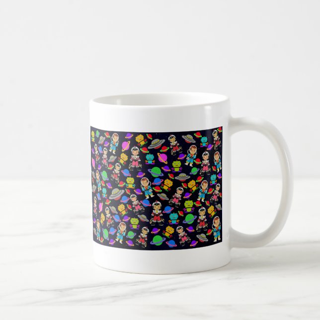 Kids Retro Robots and Astronauts  Coffee Mug (Right)