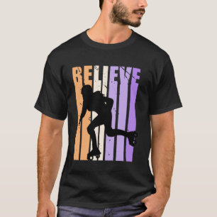 Kids Retro Roller Skating Team Believe Practice In T-Shirt