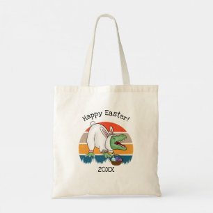 Kids Retro T-Rex in Easter Bunny Costume Egg Hunt Tote Bag