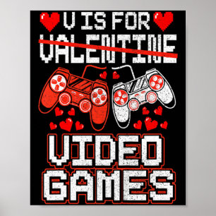 Kids Retro Video Game Valentines Day For Toddler B Poster