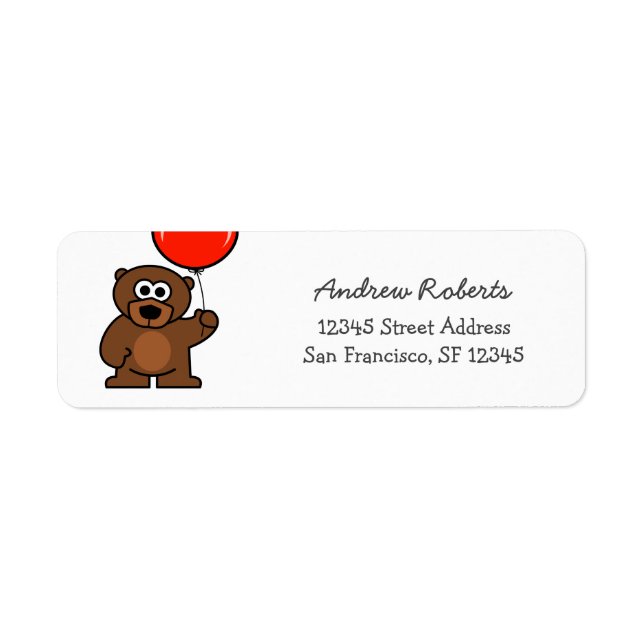 Kids return address labels with cute teddy bear (Front)