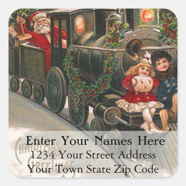Kids Ride Santa Claus Train Vintage Address Label (Front)