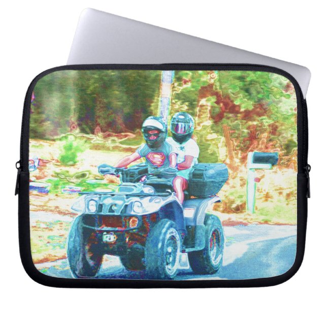 Kids Riding an ATV All Terrain Vehicle on Road Laptop Sleeve (Front)