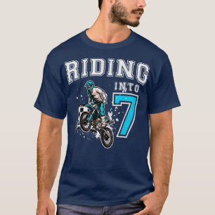 Kids Riding Into 7 Years Old 7th Birthday Boy Dirt T-Shirt