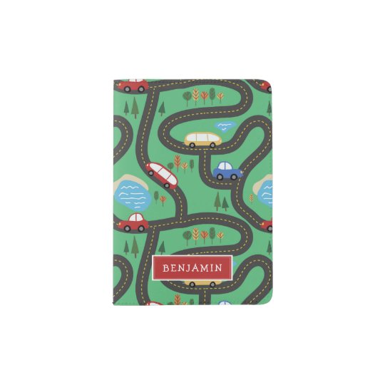 Kids Road Map - Red& Blue - Custom Name Passport Holder
