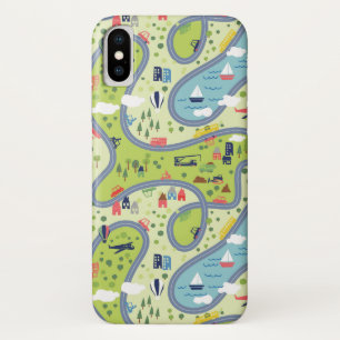 Kids Roadtrip Landscape Pattern iPhone X Case