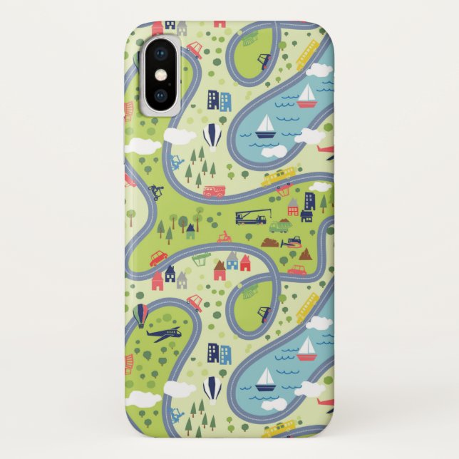 Kids Roadtrip Landscape Pattern Case-Mate iPhone Case (Back)