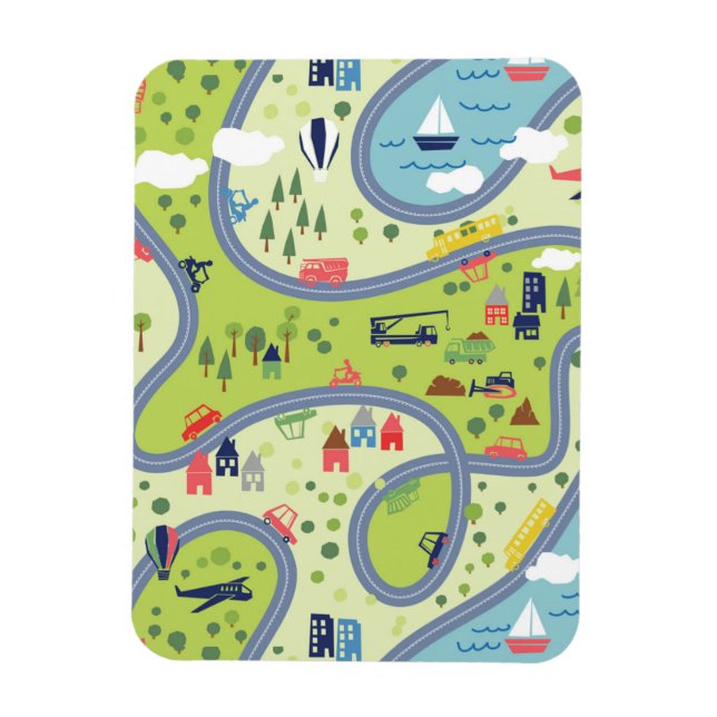 Kids Roadtrip Landscape Pattern Magnet (Vertical)