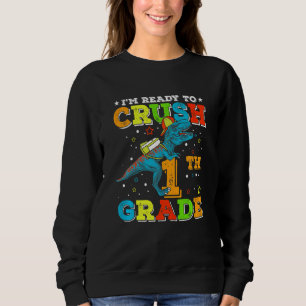 Kids Roaring 1st Grade Dinosaur Rex Back To School Sweatshirt