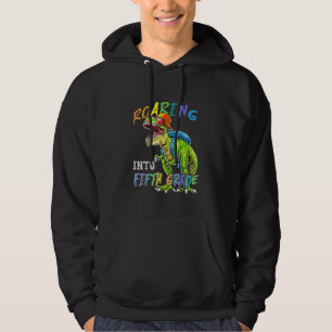 Kids Roaring Fifth Grade Dinosaur Rex Back To Scho Hoodie