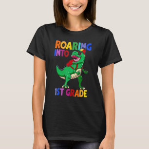 Kids Roaring Into 1st Grade Dinosaur Rex Back To S T-Shirt