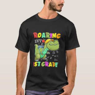 Kids Roaring Into 1St Grade Funny Dinosaur Back To T-Shirt