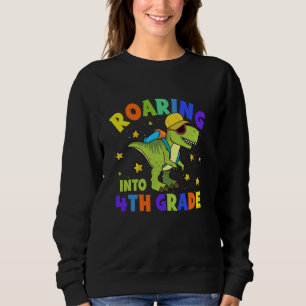 Kids Roaring Into 4th Grade Dinosaur Back To Schoo Sweatshirt