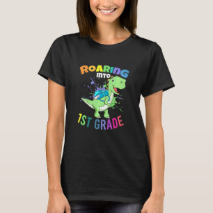 Kids Roaring Into First Grade Boy Dinosaur First D T-Shirt