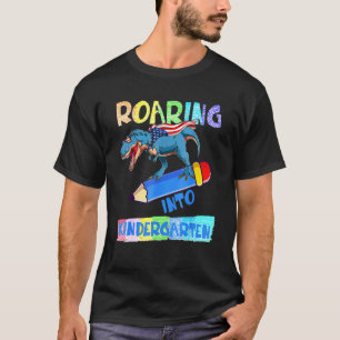 Kids Roaring Into Kindergarten American Dinosaur T-Shirt