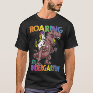 Kids Roaring into Kindergarten Boys Girls Back to  T-Shirt