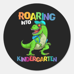 Kids Roaring Into Kindergarten Dinosaur T Rex Ck T Classic Round Sticker