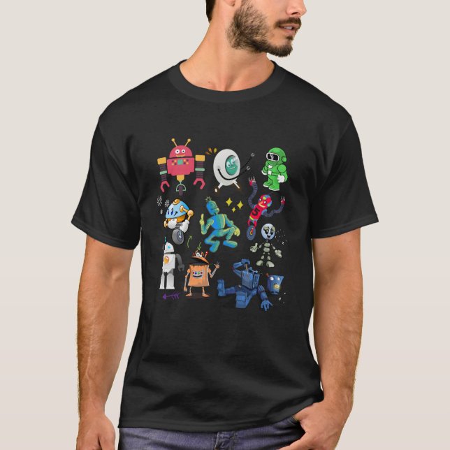 Kids Robot Birthday t Shirts - Retro Robotics (Front)