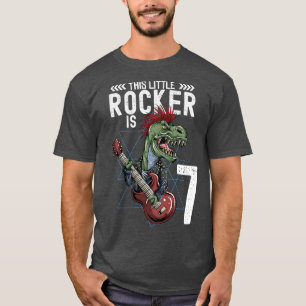 Kids Rock And Roll Music T Rex Dinosaur 7th Birthd T-Shirt
