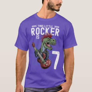 Kids Rock and Roll Music T Rex Dinosaur 7th Birthd T-Shirt