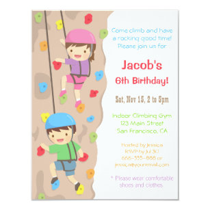 Kids Rock Climbing Birthday Party Invitations