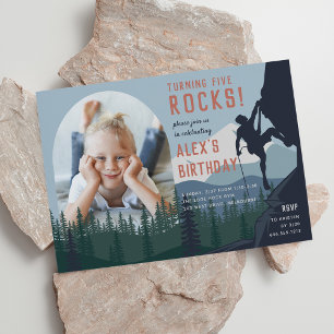 Kids Rock Climbing Photo Birthday Party Invitation