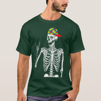 Kids Rock N Roll Skeleton Hand Autism Awareness Pu T-Shirt