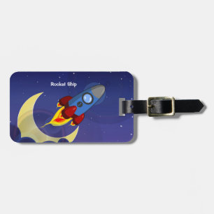 Kids Rocket Ship Luggage Tag