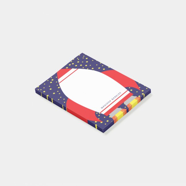 Kids Rocket Ship Outer Space Cute Post-it Notes (Angled)