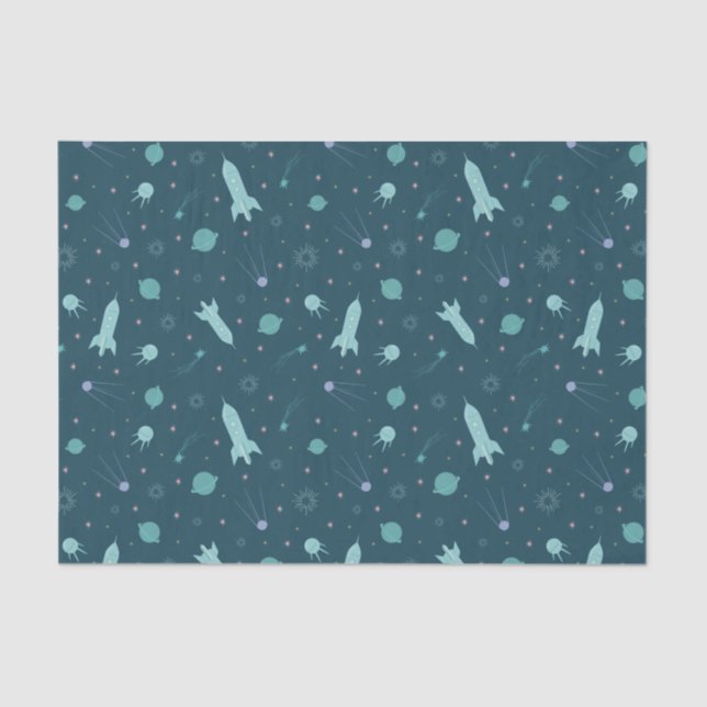 Kids Rocket Ship to Space Travel Saturn Planets Tissue Paper (Front)