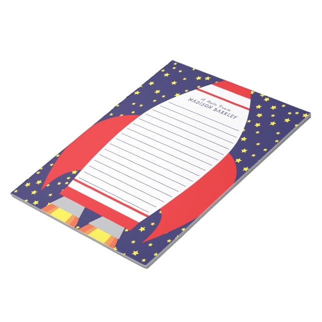 Kids Rocket Space Ship Personal Stationary Notepad (Angled)
