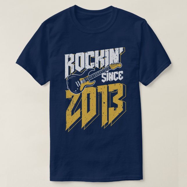 Kids Rockin' Since 2013 Vintage Rock Music Fan 9th T-Shirt (Design Front)