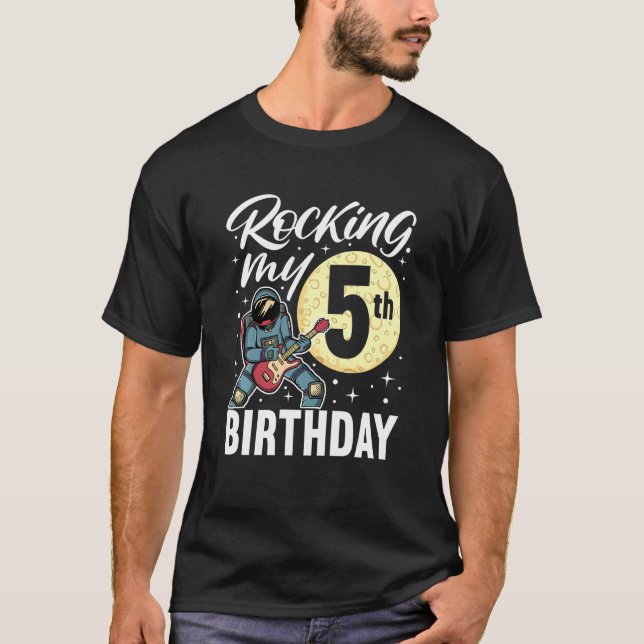 Kids Rocking My 5th Birthday I Electric Guitar Ast T-Shirt (Front)