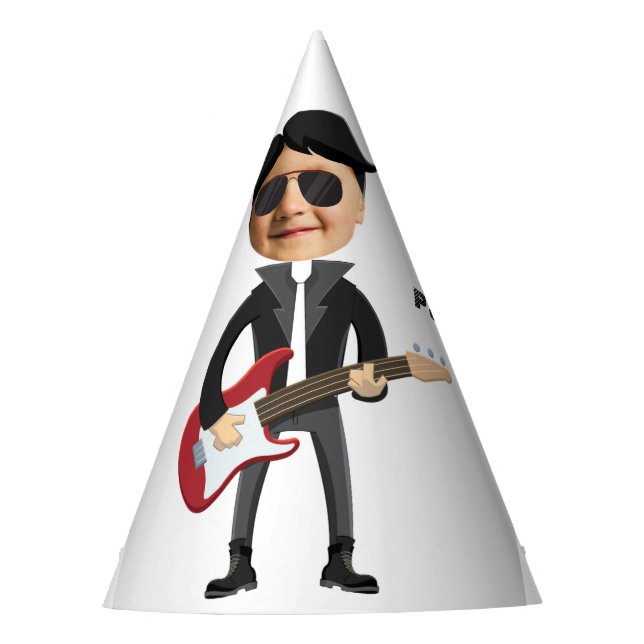 Kids 🎸🤣 Rockstar Birthday Guitar Funky Fun  Party Hat (Front)