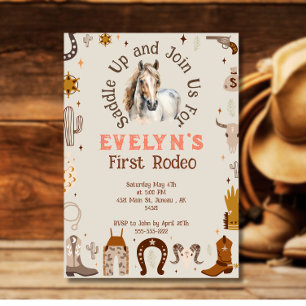 Kids Rodeo Cowboy Rustic Western   Invitation