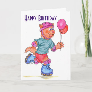 Kids Roller Skating Birthday Card